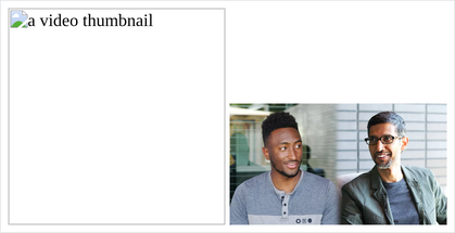 a broken image icon next to a working image