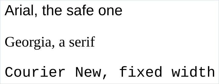 three paragraphs in three different fonts