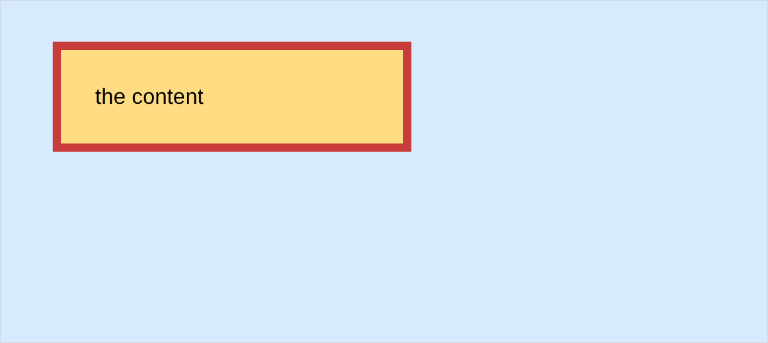 a yellow box with a red border, sitting away from the edges of a blue page
