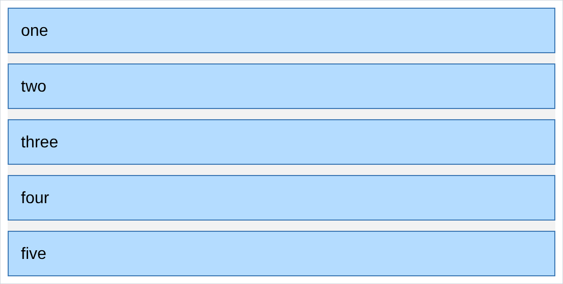 five full width rows with even spacing