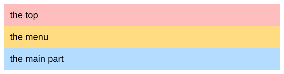 a red strip, a yellow strip and a blue strip